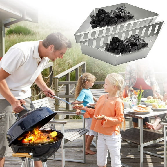 Stainless Steel Charcoal Basket for Grilling | Compatible with 22" Kettle Grills & Above | 15.16 x 4.33 Inches | 1-Pack