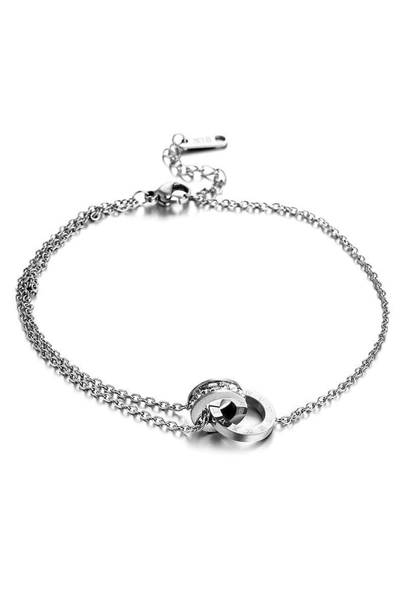 Stainless Steel Charm Anklets for Women Real 18K golden Plated Ring 8.27 inch(21cm) 1pc