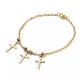 thumbnail image 1 of Stainless Steel Charm Bracelet Cross Cardboard Boxes Gold Adjustable Z120, 1 of 4