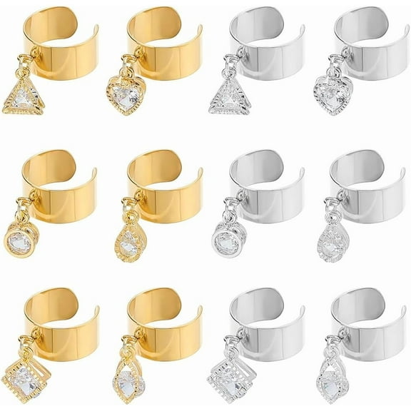 Stainless Steel Charm Ring Adjustable Rings with Rhinestone Charms Women's Ring Charm Rings for Christmas New Year Gifts Open Finger Rings for Jewelry Gifts Colorful