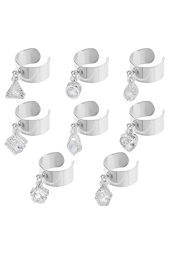 Stainless Steel Charm Ring Adjustable Rings with Rhinestone Charms Women's Ring Charm Rings Christmas New Year Gifts Open Finger Rings