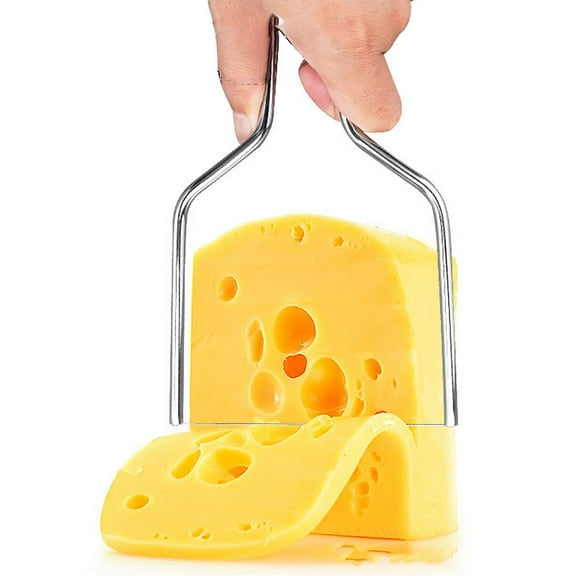 Stainless Steel Cheese Cutter, Single Wire Cheese Slicer with Ergonomic Handle, 20x12.3x1cm Metal Cheese Cutting Tool for Kitchen, Picnics, Travel - 1Pcs, White