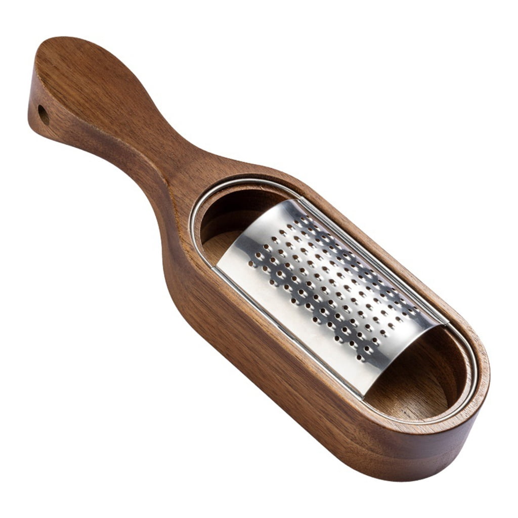 Stainless Steel Cheese Shredding Tool Potato Grater with Removable Acacias Wood Collector for Home Cook Kitchen Utensils