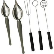 Stainless Steel Chef Art Pencil Decorating Spoons with Candy Dipping Chocolate Forks, 5 Pack