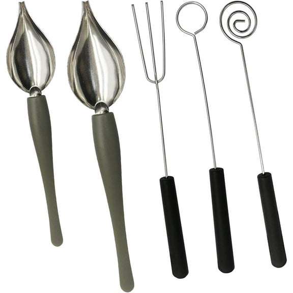 Stainless Steel Chef Art Pencil Decorating Spoons with Candy Dipping Chocolate Forks, 5 Pack