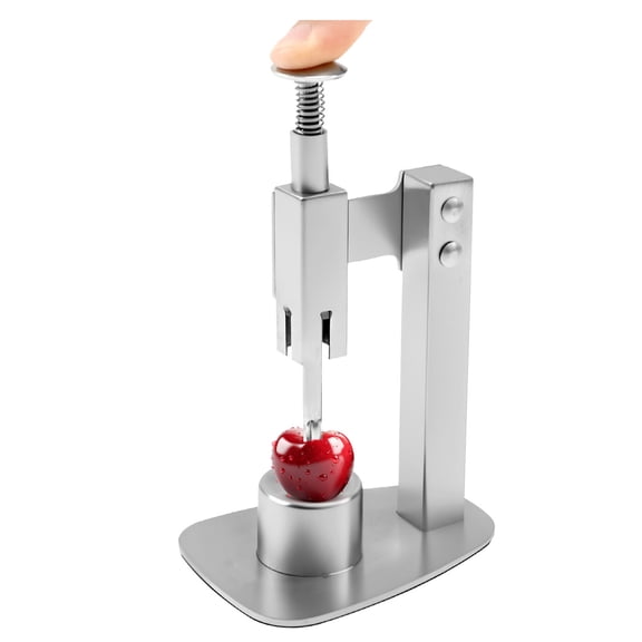 Stainless Steel Cherry Pitter Remover Tool Hollow Ring Cut Cherry Stoner Pitter with Non Slip Base Auto Rebound for Home Jujube