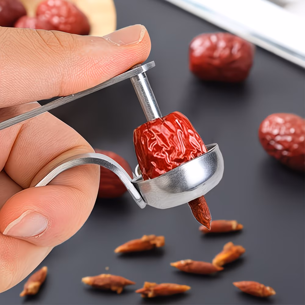 Stainless Steel Cherry Pitter Seed Remover, Multi-Function Handheld Jujube & Hawthorn Pitting Tool, Kitchen Date Seed Clip, Household Fruit Pitting Gadget