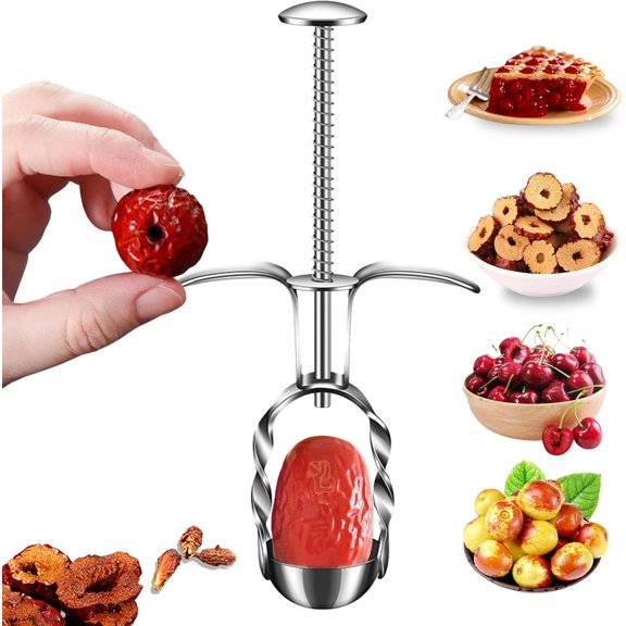 Stainless Steel Cherry Pitter Tool,Multi Fruit Stoner Remover With Rod For Red Dates Hawthorn Cherries And Jujubes,Kitchen Dates Coring Device