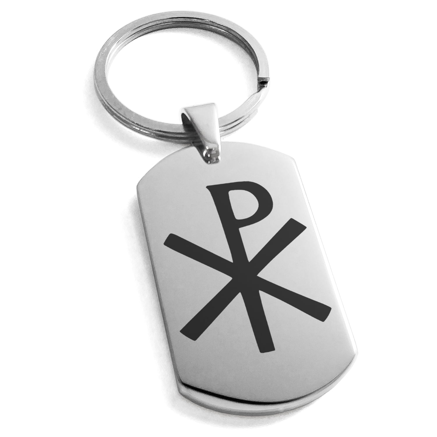 Stainless Steel Chi Rho Engraved Dog Tag Keychain Keyring - Walmart.com