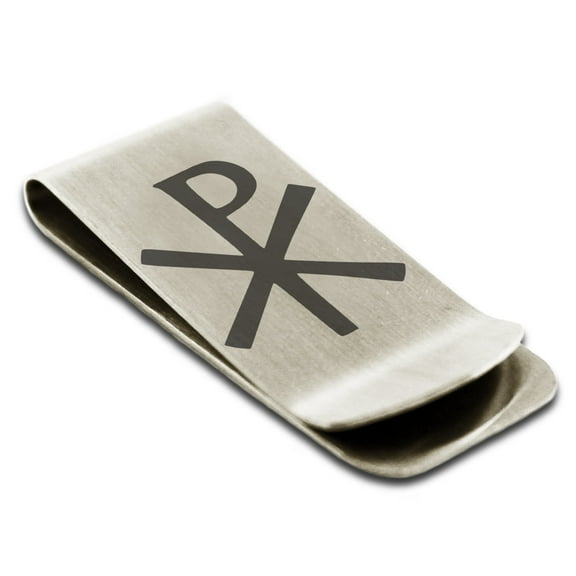 Stainless Steel Chi Rho Engraved Money Clip Credit Card Holder