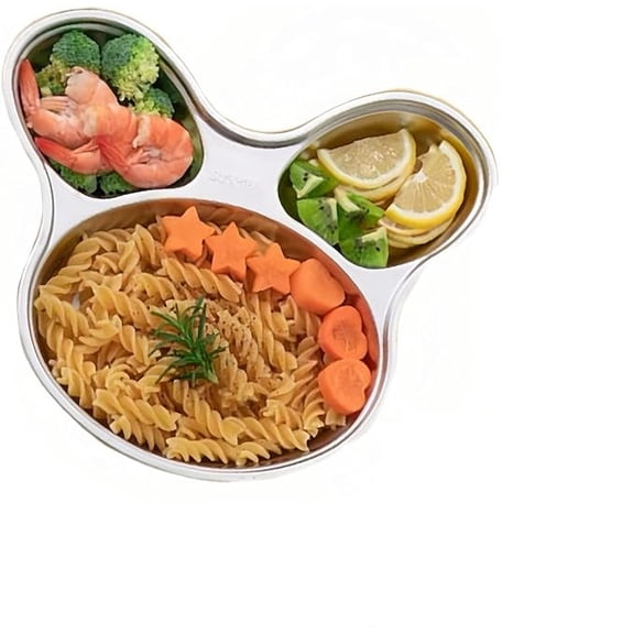 Stainless Steel Children Dinner Plate Divided Meal Tray Sections Dinner Dish for Babies, Toddlers and Kids Eating Tray Easter Bunny Rabbit Shape BPA-Free Safe Fun Non-Toxic (1PC)