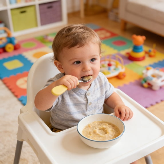 Stainless Steel Children's Feeding Utensil Set Including Fork and Spoon with Portable Travel for Outdoor Dining