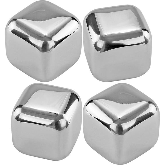 Stainless Steel Chilling Ice Cubes Reusable For Whiskey Wine Beverage Set of 4
