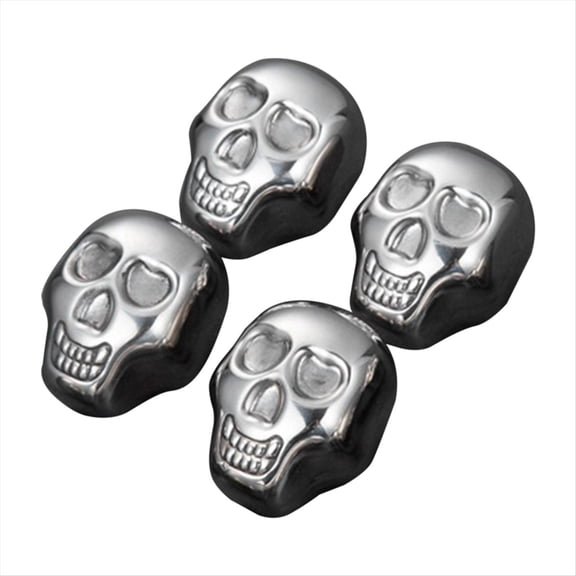 Stainless Steel Chilling Stones Reusable Skull Head Ice-Cubes,4 * Ice-cubes