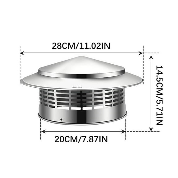 Stainless Steel Chimney Cap Cover | 304 Rainproof Vent Topper with Screen | Rust & Bird Proof Chimney Hat for Roof | 1 Pack