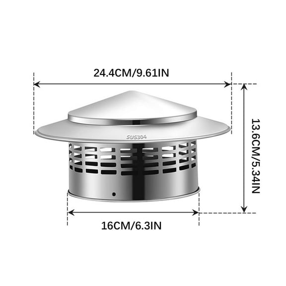 Stainless Steel Chimney Cap with Screen Rainproof Vent Cover Rust Resistant Roof Topper