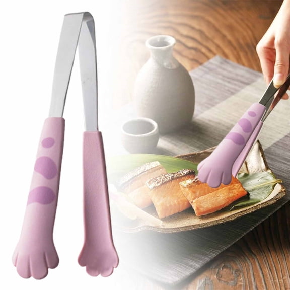 Stainless Steel Chip Covered with Silicone Catch Cat Tongs，Sugar Clip Shape Tongs Cute Meal Tongs Stainless Barbecue Tongs Sandwich Baking Clip Kitchen Gadgets Tongs