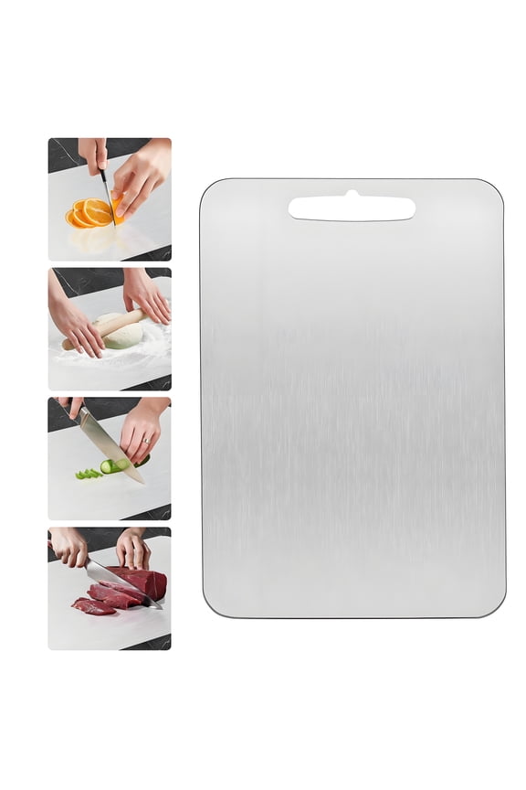 Stainless Steel Chopping Board 18x11 Inch with Handle for Meat Fruit Vegetable Cheese