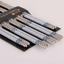 Stainless Steel Chopsticks 304 Metal Reusable Dishwasher Safe Anti-Skid Tips - 5 Pairs Multicolor Asian Dining Utensils
