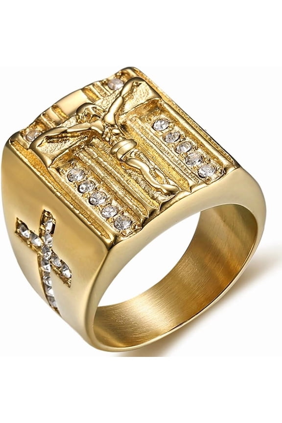 Stainless Steel Christian Jesus Cross Ring