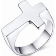 thumbnail image 1 of Stainless Steel Christian Sideways Cross Signet Style Ring, 1 of 4