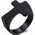 thumbnail image 1 of Stainless Steel Christian Sideways Cross Signet Style Ring, 1 of 8