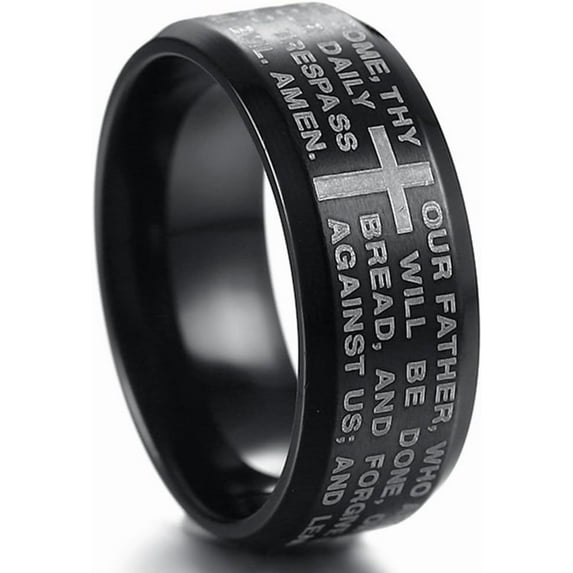 Stainless Steel Christian The Lord's Prayer Ring, Matthew 6:9-13