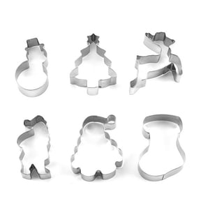 Stainless Steel Christmas Cookie Cutter Set 6 Piece Holiday Baking Molds For Diy Cookies Cake Decorating Tools Santa Tree Snowman Reindeer Shapes Easy Clean Food Safe