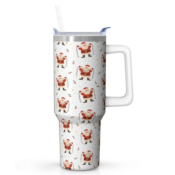 Stainless Steel Christmas Travel Mug with Handle, Holiday Coffee Cup Gift for Women