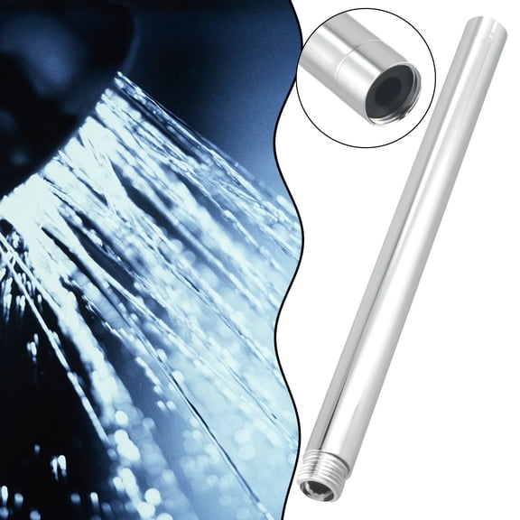 Stainless Steel Chrome Shower Head Extension Pipe Adjustable Shower
