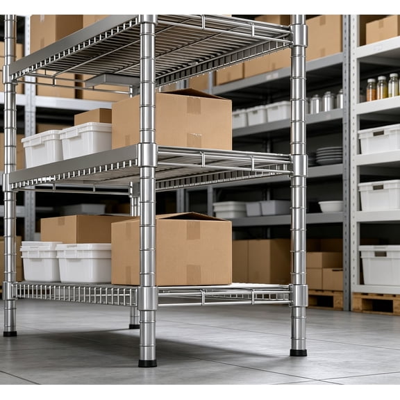 Stainless Steel Chrome Wire Shelving Posts, Set of 4 Adjustable Poles (54"), Heavy Duty, Commercial Grade for Wire Racks & Storage Shelving Units
