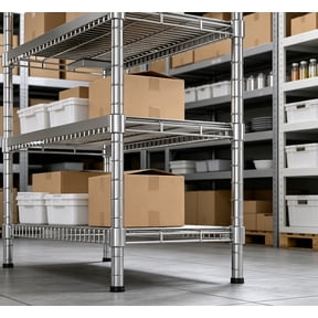 Stainless Steel Chrome Wire Shelving Posts, Set of 4 Adjustable Poles (54"), Heavy Duty, Commercial Grade for Wire Racks & Storage Shelving Units