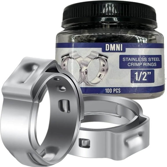 Stainless Steel Cinch Clamps Crimp Rings - 1/2" Pinch Clamps For Pex Tubing Pipe Fitting Connections - 100 PCS (Pack of 1)