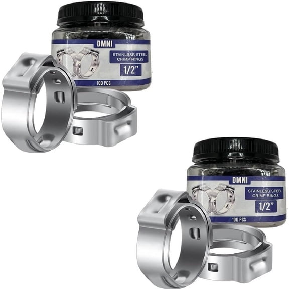 Stainless Steel Cinch Clamps Crimp Rings - 1/2" Pinch Clamps For Pex Tubing Pipe Fitting Connections - 100 PCS (Pack of 2)