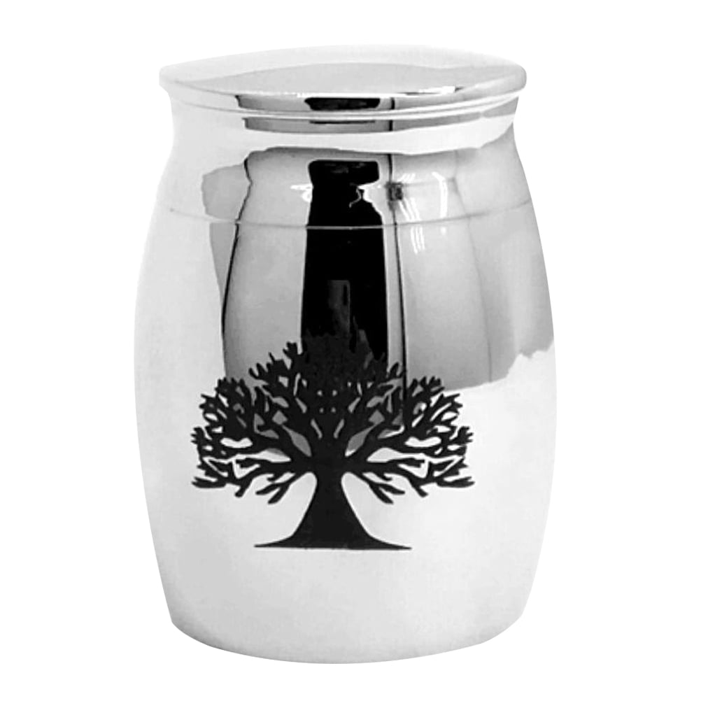 Stainless Steel Cinerary Funerary Urn Jar Opening the Tree of Life Urn