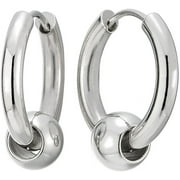 NAMOTU Stainless Steel Circle Beads Huggie Hinged Hoop Earrings for Men Women, 2pcs