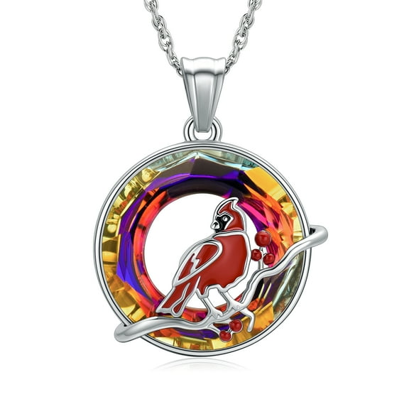 Stainless Steel Circle of Life Cremation Urn Pendent for Ashes and Chain Cardinal Ash Holder Necklace for Cremation Ashes Keepsake Memorial Jewelry