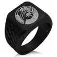 thumbnail image 1 of Tioneer Stainless Steel Circle of Rice Plant Kamon Crest Geometric Pattern Biker Style Polished Ring, 1 of 1
