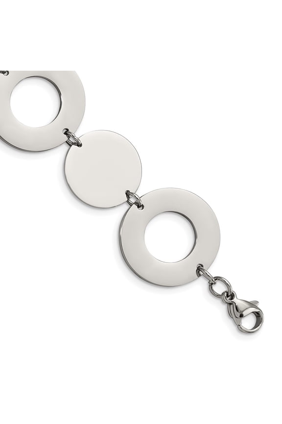 Stainless Steel Circles Bracelet Fine Jewelry For Women Gifts For Her, 7.5"