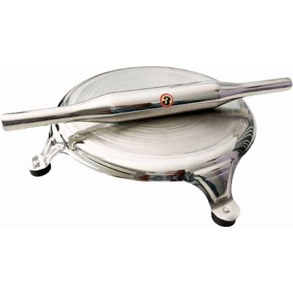Stainless Steel Circular Board and Belan Rolling Pin for Kitchen Set of 2, Chapati Roti Roller and Rolling Pin Size No.3 - Silver