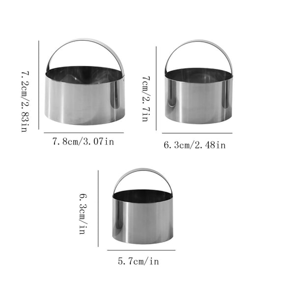 Stainless Steel Circular Cookie 3 Piece Set Dumpling Skin Cookie Cutting Baking Tools Various Sizes Rust Proof Dishwasher Oven Safe Comfortable Handle Thin Edge For Mousse Cookies
