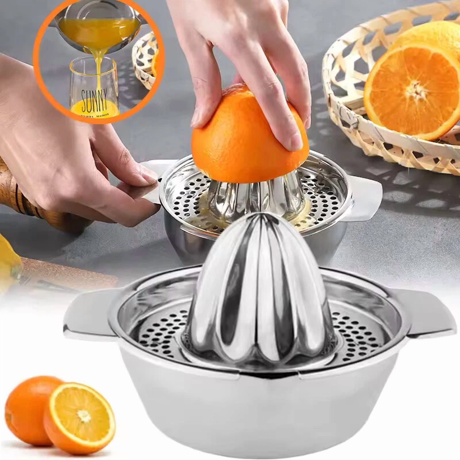 Stainless Steel Citrus Juicer-Manual Hand Press Lemon Squeezer W Bowl & Strainer
