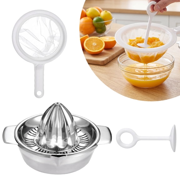 Stainless Steel Citrus Orange Juicer Lemon Lime Fruit Hand Squeezer Kitchen Tool with Strainer