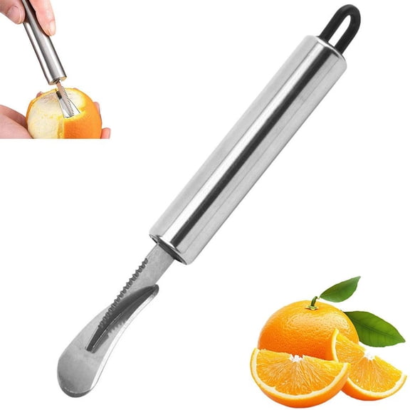 Stainless Steel Citrus Peeler Double-Ended Orange Grapefruit Slicer with Pointed Blade & Curved Head, Ergonomic Kitchen Tool
