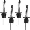thumbnail image 1 of Stainless Steel Classic Bottle Pourers Tapered Spout - Liquor Pourers with Rubber Dust Caps,4 Pack, 1 of 5