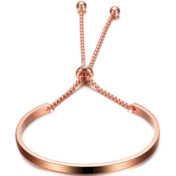 Stainless Steel Classic Plain Adjustable Size Cuff Style Bangle Bracelet
