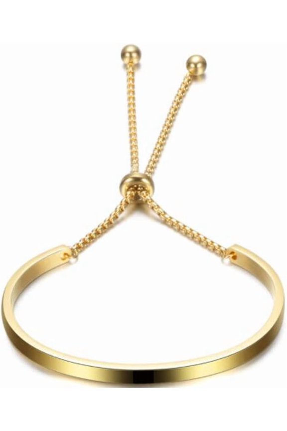 Stainless Steel Classic Plain Adjustable Size Cuff Style Bangle Bracelet