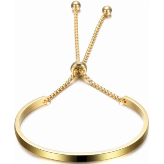 Stainless Steel Classic Plain Adjustable Size Cuff Style Bangle Bracelet