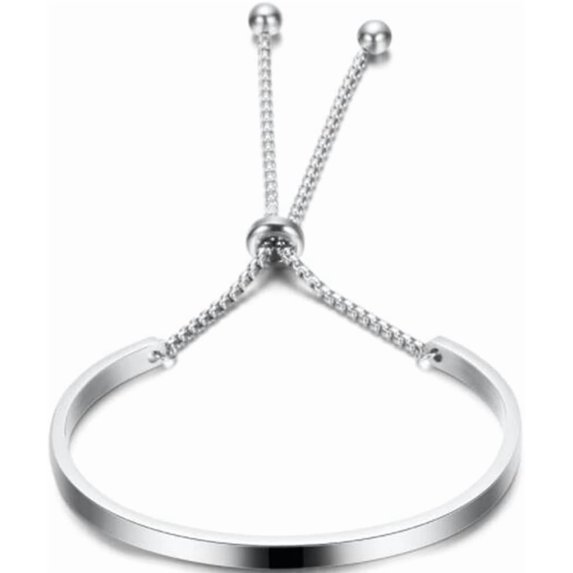 Stainless Steel Classic Plain Adjustable Size Cuff Style Bangle Bracelet