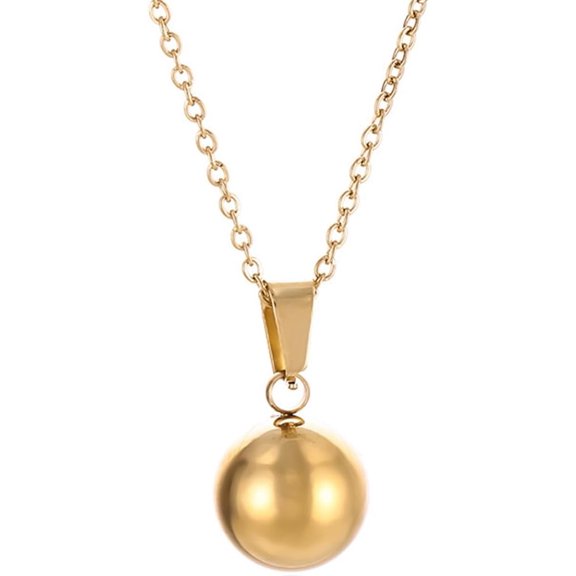 Stainless Steel Classic Plain Ball Bead Wedding Statement Pendant Necklace
